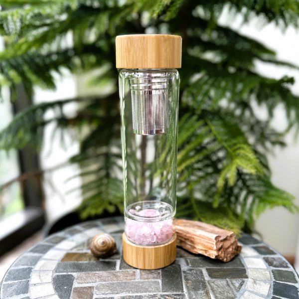Glass Water Bottle Tea Infuser for Crystals and Stones